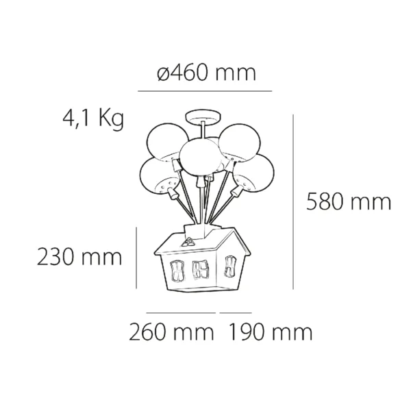 Lámpara infantil modelo Casa con globos