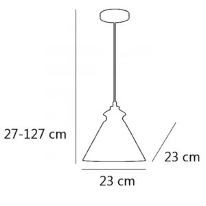 Lampara colgante Keta Niquel satinado y cristal. Estilo industrial