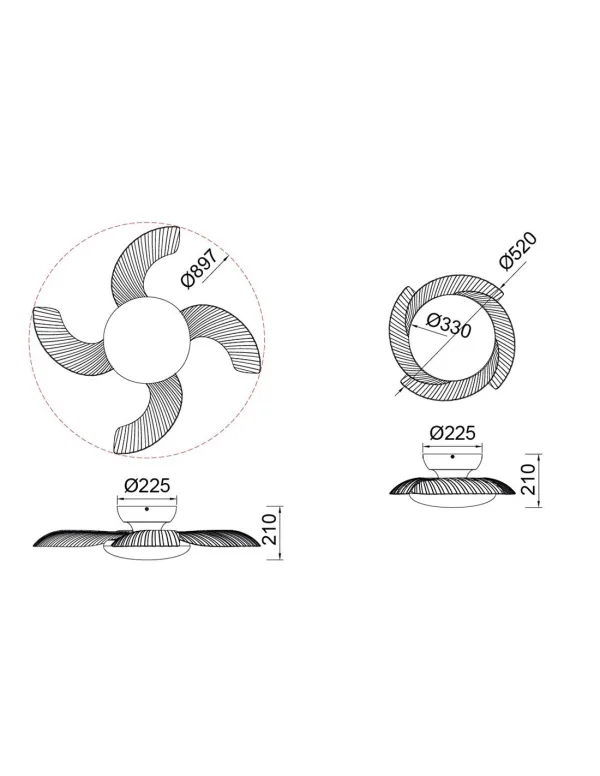 Ventilador de techo Aloha retractil, ideal para espacios con techos bajos, disponible en Lamparas Mostoles.