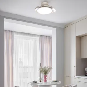 Ventilador plafón Aloha II – Aspas retráctiles, LED regulable CCT y mando (blanco / blanco-madera) 12 Ventilador de techo tipo plafón Aloha II con aspas retráctiles, motor DC y luz LED regulable