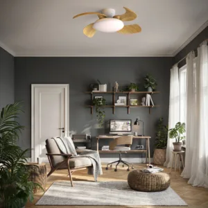 Ventilador plafón Aloha II – Aspas retráctiles, LED regulable CCT y mando (blanco / blanco-madera) 6 Ventilador de techo tipo plafón Aloha II con aspas retráctiles, motor DC y luz LED regulable