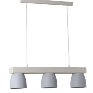 Regleta de 3 luces de cerámica gris con ancho de 70cm y lámparas de 14cm de diámetro