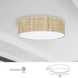 Plafón de 40 cm de diámetro en material banana beige, disponible en Lámparas Móstoles.