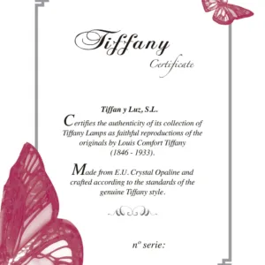 Lámpara Tiffany certificado autenticidad y número de serie