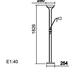 Lámpara de pie con luz principal y flexo ajustable con dos interruptores, disponible en Lámparas Móstoles.