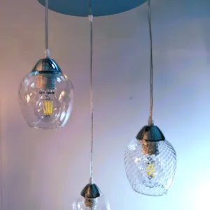 Lámpara colgante de cristal de 3 luces ideal para bombillas decorativas en salones y comedores