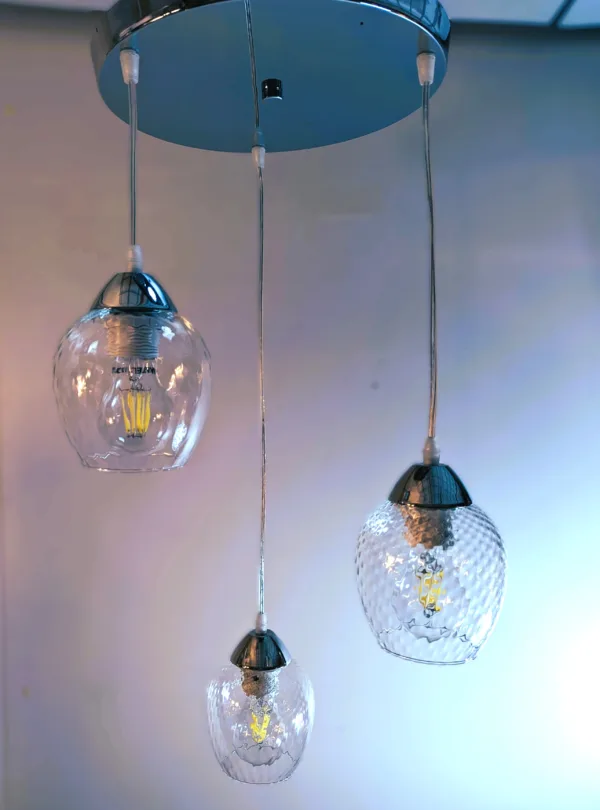 Lámpara colgante de cristal de 3 luces ideal para bombillas decorativas en salones y comedores