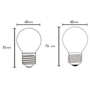 Bombilla esférica LED mate de 6,5W con casquillo E27 y apertura de 360º. Disponible en luz neutra 4000K (LMR09238) y luz cálida 3000K (LMR09237).