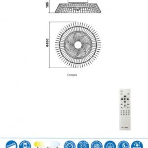 Ventilador plafón Himalaya con aspas internas, luz LED y motor silencioso, en blanco, negro y madera