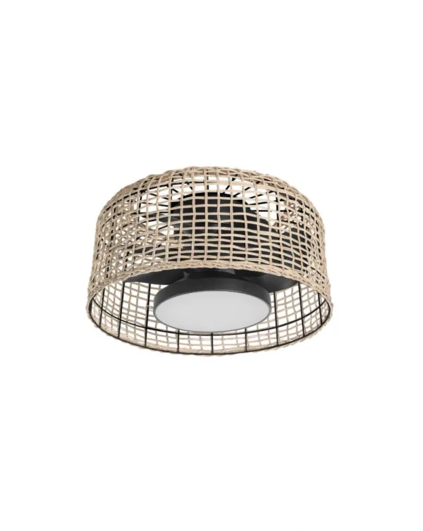 Ventilador Madeira negro con ratán natural y luz LED regulable