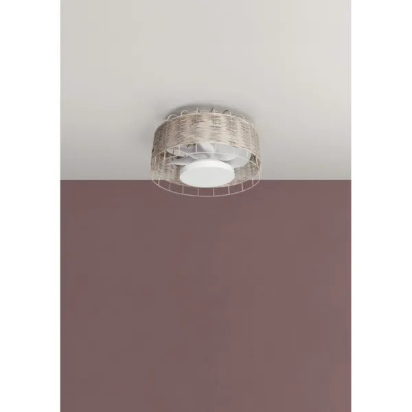 Ventilador de techo Mara en ratán natural con luz LED regulable