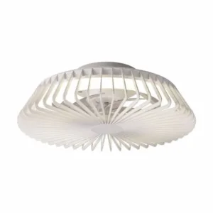 Ventilador plafón Himalaya con aspas internas, luz LED y motor silencioso, en blanco, negro y madera