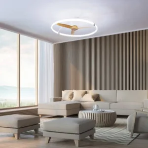 Ventilador de Techo Nepal – Motor DC Silencioso, Luz LED Regulable y Control Inteligente 15 Ventilador de techo Nepal, disponible en versiones de 105 cm y 75 cm, con motor DC ultra silencioso, luz LED regulable en intensidad y temperatura de color, y control inteligente mediante mando a distancia, app móvil y asistentes de voz. Diseño moderno y eficiente para estancias de 13 a 20 m².