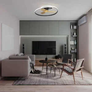 Ventilador de techo LED Ocean con aspas de madera acrílica, motor DC silencioso y luz regulable