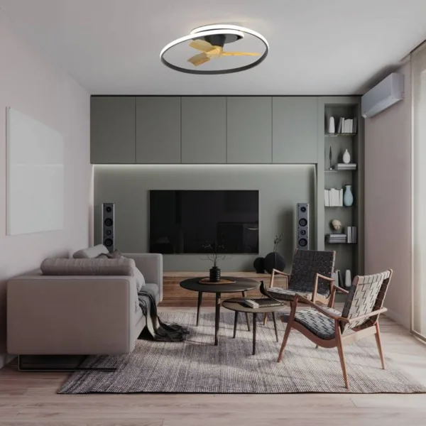 Ventilador de techo LED Ocean con aspas de madera acrílica, motor DC silencioso y luz regulable