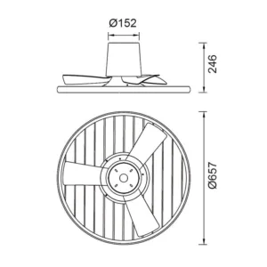 Ventilador de techo Soho con luz LED regulable, motor silencioso y control remoto. Disponible en blanco, negro y haya.