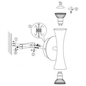 Aplique de pared modelo Alda en acabado blanco, latón o negro con doble foco GU‑10.