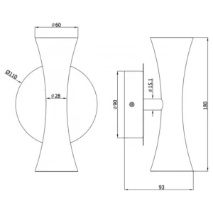Aplique de pared modelo Alda en acabado blanco, latón o negro con doble foco GU‑10.