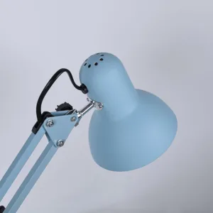 Flexo de escritorio articulable con casquillo E27, disponible en azul, lila, amarillo, negro-cuero y blanco-cromo