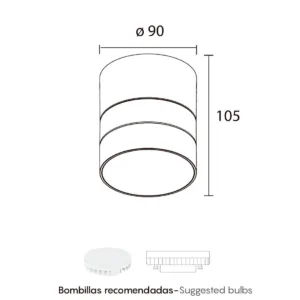 Foco de superficie IP65 Saler orientable 90° para bombilla GX53 en blanco, negro, antracita o corten