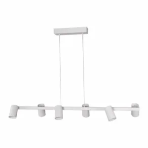 Lámpara de techo colgante SAL de 6 focos orientables con altura regulable, acabados blanco mate, negro mate o negro con oro