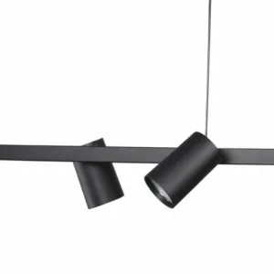 Lámpara de techo colgante SAL de 6 focos orientables con altura regulable, acabados blanco mate, negro mate o negro con oro