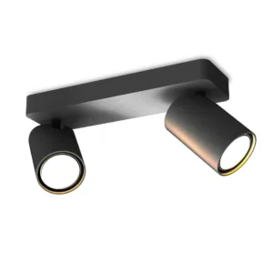 Regleta SAL de 2, 3 o 4 focos orientables compatible con bombillas GU10, acabados blanco, negro u oro/negro