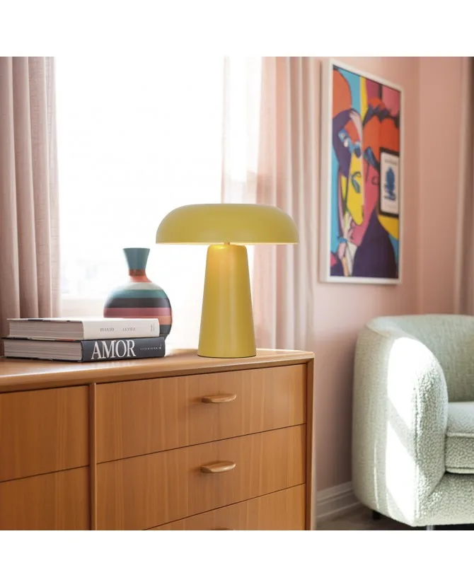 Lámpara de sobremesa retro IDEA – metálica 2 x E14 (31×30×30 cm) Sobremesa retro IDEA metálica con dos casquillos E14 y pantalla cóncava, colores pastel