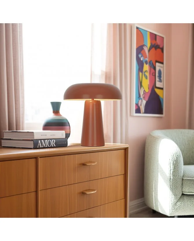 Lámpara de sobremesa retro IDEA – metálica 2 x E14 (31×30×30 cm) Sobremesa retro IDEA metálica con dos casquillos E14 y pantalla cóncava, colores pastel