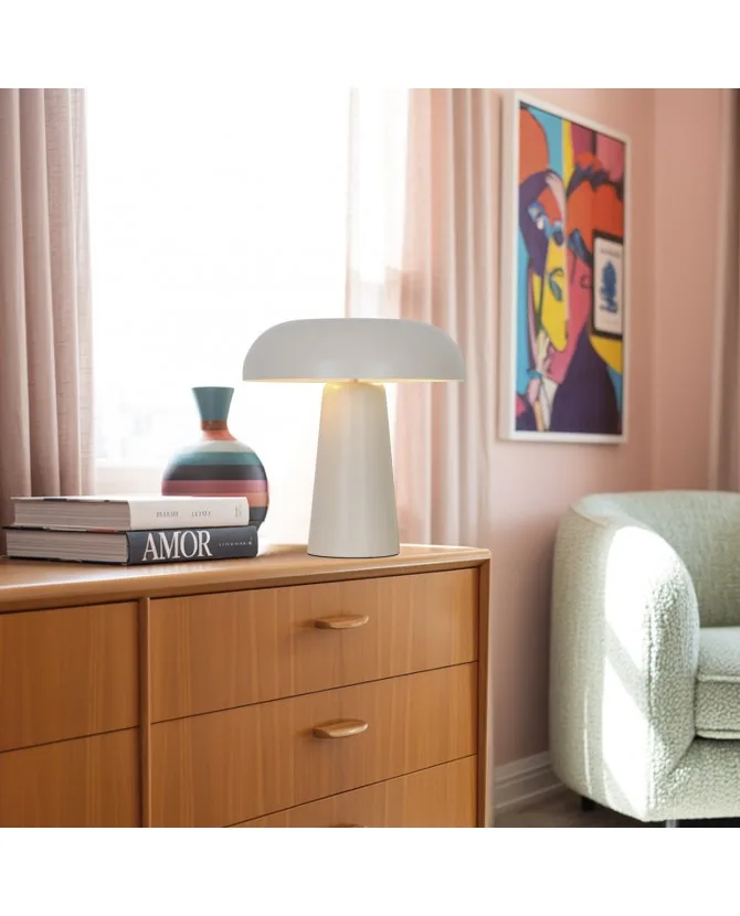 Lámpara de sobremesa retro IDEA – metálica 2 x E14 (31×30×30 cm) Sobremesa retro IDEA metálica con dos casquillos E14 y pantalla cóncava, colores pastel