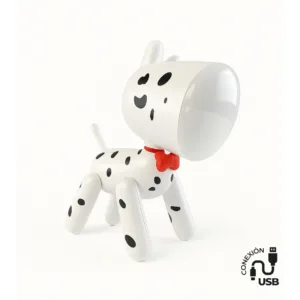 Lámpara infantil con forma de perro dálmata, LED 2,2W 3000K, brillo regulable y batería USB