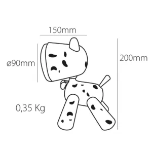 Lámpara infantil con forma de perro dálmata, LED 2,2W 3000K, brillo regulable y batería USB