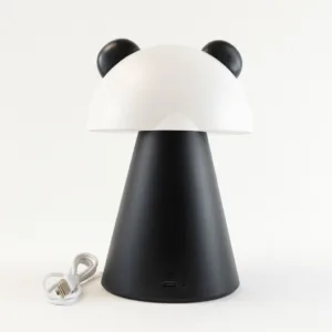 Lámpara infantil con forma de oso panda, LED integrado 3W 3000K, recargable por USB, blanco y negro