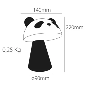 Lámpara infantil con forma de oso panda, LED integrado 3W 3000K, recargable por USB, blanco y negro