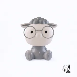 Lámpara infantil con forma de oveja, LED 3W, luz neutra con 3 intensidades y batería recargable USB