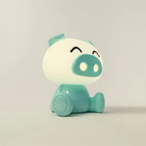 Lámpara infantil Pig azul con forma de cerdito, LED 3W 3000K y batería USB