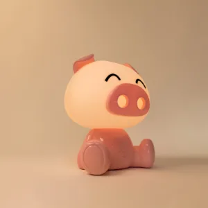 Lámpara infantil Pig rosa con forma de cerdito, LED 3W 3000K y batería USB