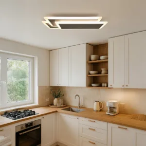 Plafón ORION rectangular – LED regulable con mando, CCT 3500–6500K (blanco o greige) 2 Plafón ORION rectangular con LED regulable e intercambio de color 3500–6500K mediante mando