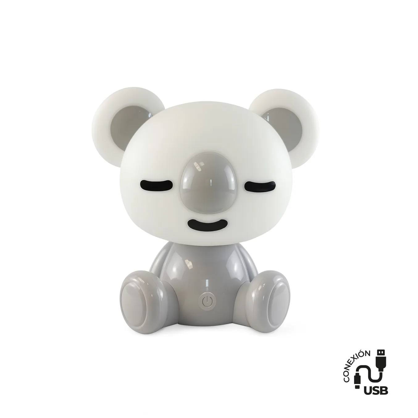 Lm0241a-Lámpara infantil Koala – LED 3W 4000K, 3 intensidades, recargable USB Lámpara infantil con forma de koala blanca y gris, LED 3W 4000K, tres intensidades y batería USB