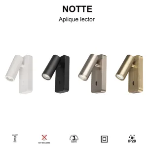 Aplique de lectura NOTTE con interruptor en la base y casquillo GU10 para bombilla mini, disponible en varios acabados