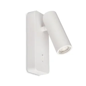 Aplique de lectura NOTTE con interruptor – GU10 mini (blanco, negro, níquel satinado o cuero) 2 Aplique de lectura NOTTE con interruptor en la base y casquillo GU10 para bombilla mini, disponible en varios acabados