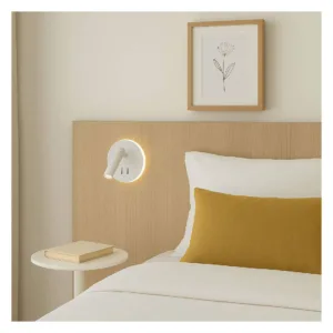 Aplique CAIMAN redondo para cabecero con luz retroiluminada y lector, dos interruptores, LED 3000K