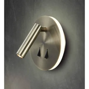 Aplique CAIMAN redondo para cabecero con luz retroiluminada y lector, dos interruptores, LED 3000K