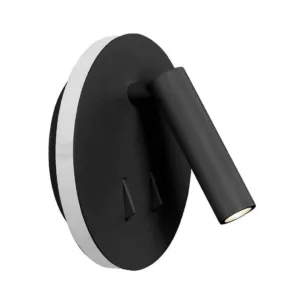 Aplique CAIMAN redondo para cabecero con luz retroiluminada y lector, dos interruptores, LED 3000K