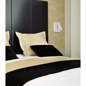 Aplique CAIMAN cuadrado para cabecero con luz retroiluminada y foco lector, dos interruptores, LED 3000K