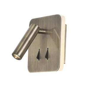 Aplique CAIMAN cuadrado para cabecero con luz retroiluminada y foco lector, dos interruptores, LED 3000K