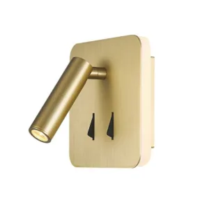 Aplique CAIMAN cuadrado para cabecero con luz retroiluminada y foco lector, dos interruptores, LED 3000K