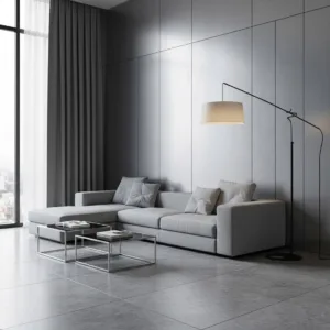 Lámpara de pie RUTI negra mate con brazo articulado, contrapeso deslizante y pantalla crema o gris, con bombilla E27 incluida