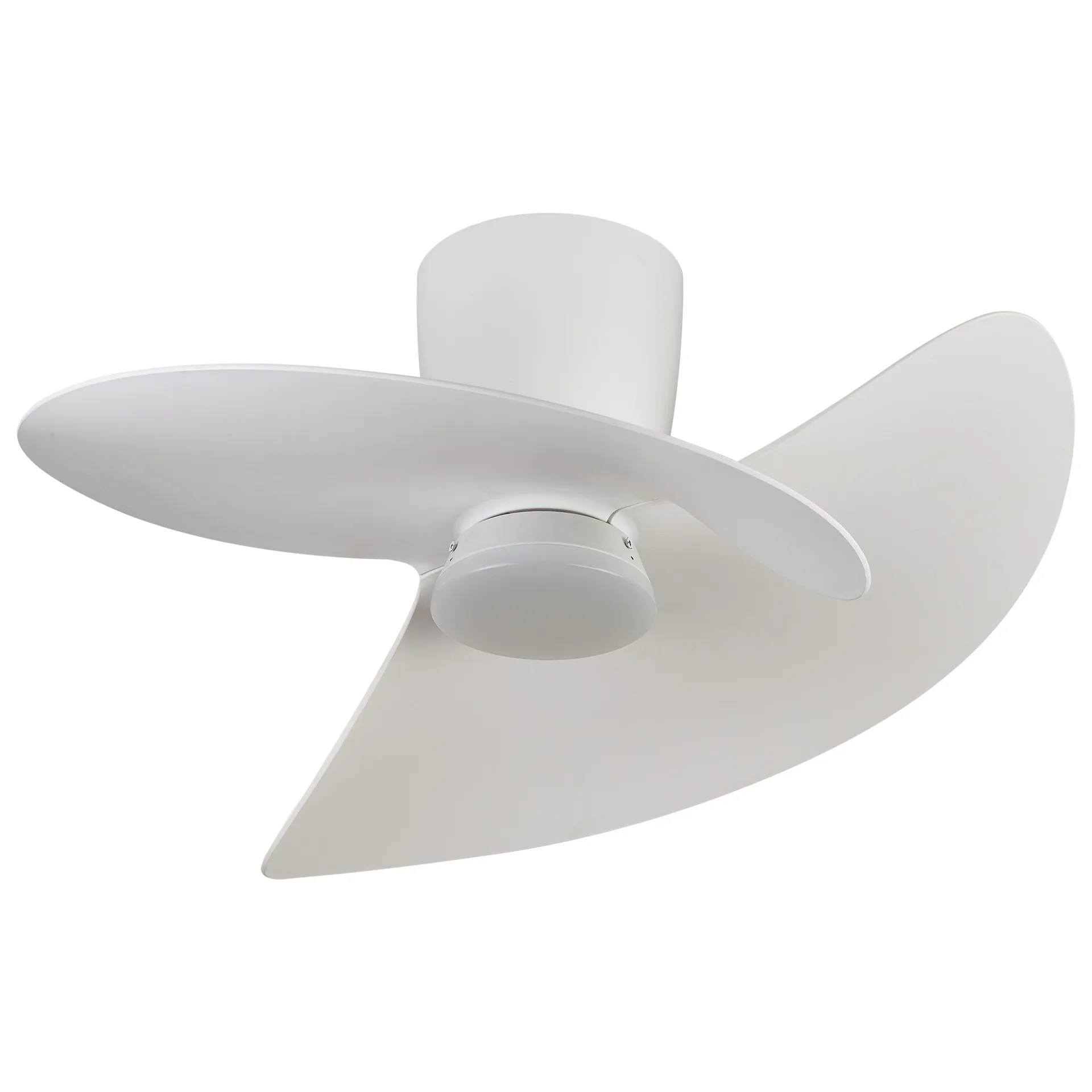 Ventilador de techo ONA – LED regulable y diseño orgánico Ventilador ONA con aspas curvas orgánicas y luz LED regulable 3000–5000K, mando LCD