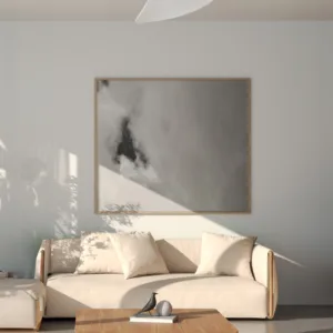 Ventilador de techo ONA – Diseño orgánico, LED regulable 3000–5000K y mando LCD (blanco, blanco-madera o negro-madera) 4 Ventilador ONA con aspas curvas orgánicas y luz LED regulable 3000–5000K, mando LCD